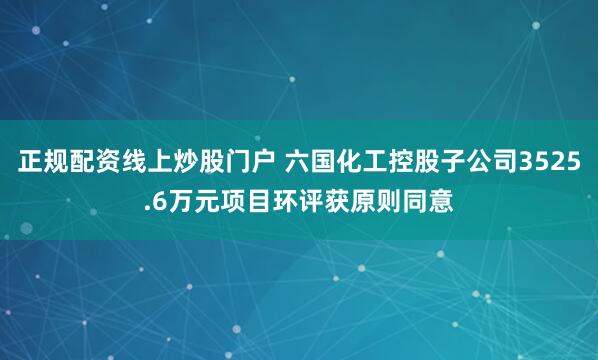 正规配资线上炒股门户 六国化工控股子公司3525.6万元项目环评获原则同意